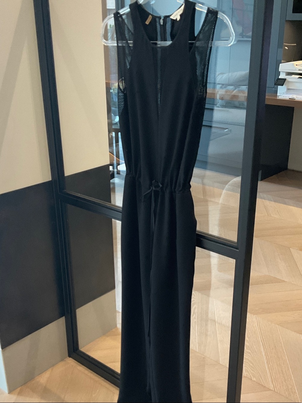 Rebecca Taylor Black Sleeveless Mesh-Panel Jumpsuit